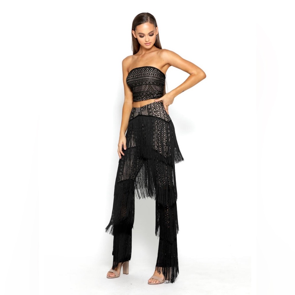 Black Fringe Two-Piece Set - Picture 4 of 7